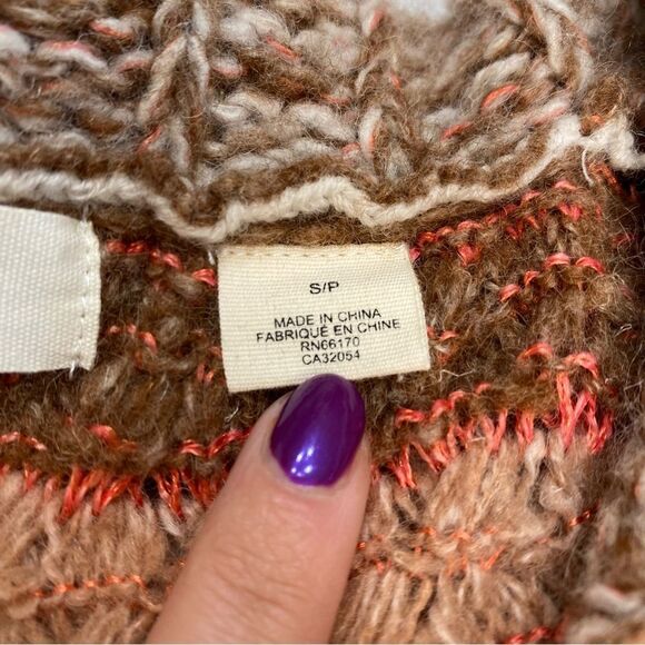 Sleeping on Snow x Anthropologie Cowl Neck Pink/ Brown Cardigan Size Small - Picture 9 of 16